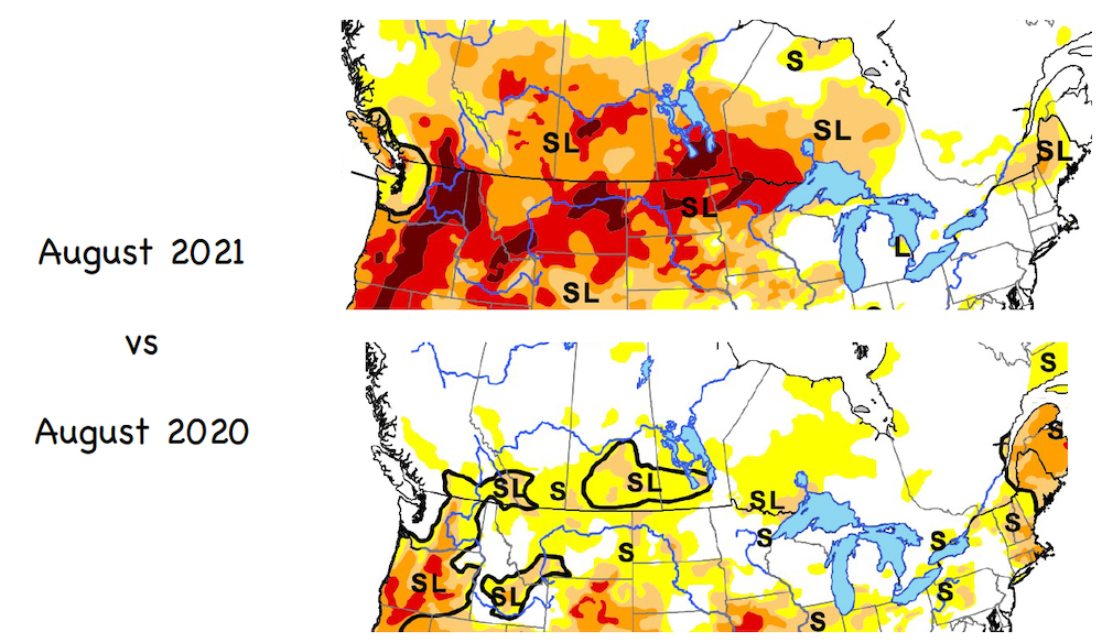 August 2021 North American Drought Map